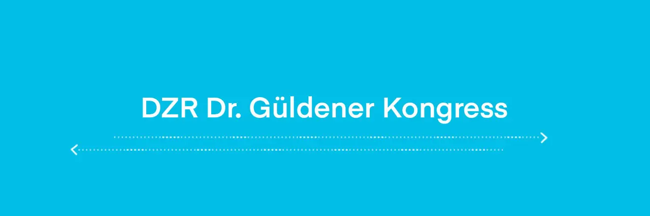 Weißer Schriftzug auf hellblauem Hintergrund "DZR Dr. Güldener Kongress"