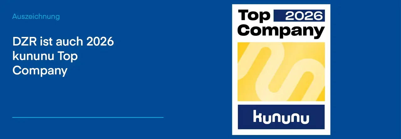 Siegel „kununu Top Company 2026" auf blauem Hintergrund