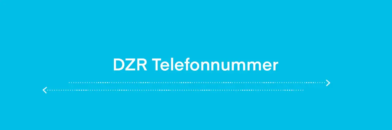 Weißer Schriftzug auf hellblauem Hintergrund "DZR Telefonnummer"