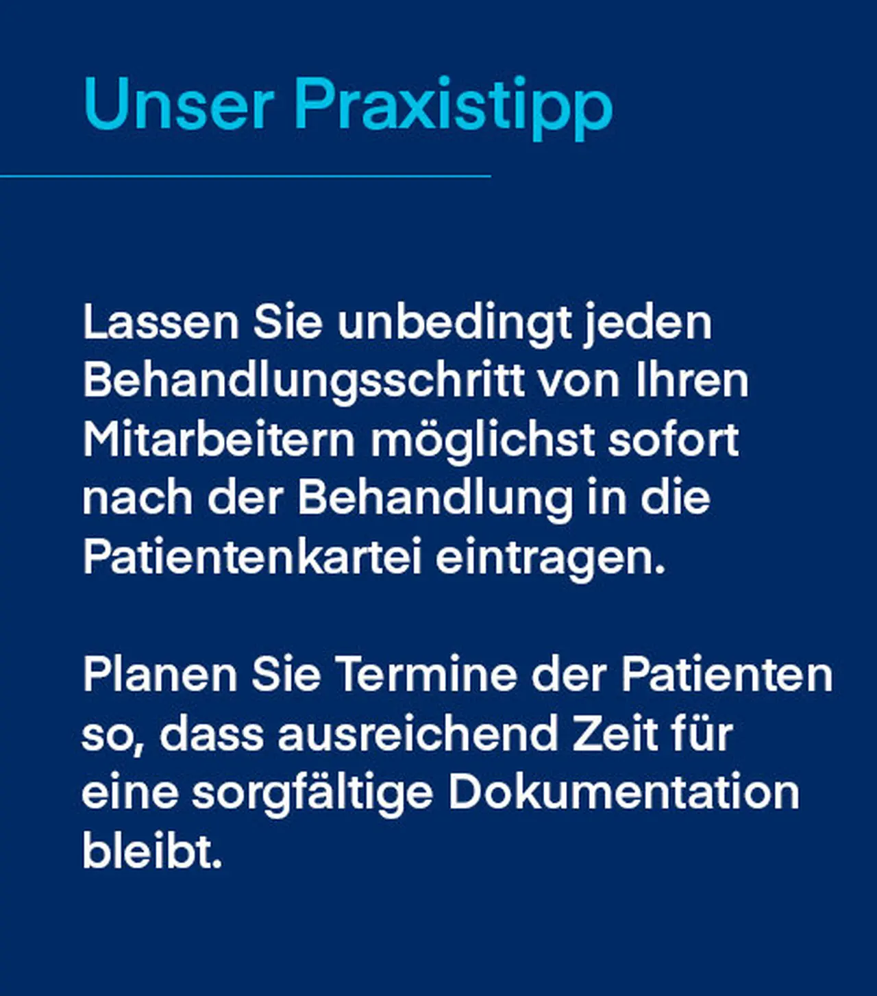 DZR Praxistipp zur sorgfältigen Dokumentation.